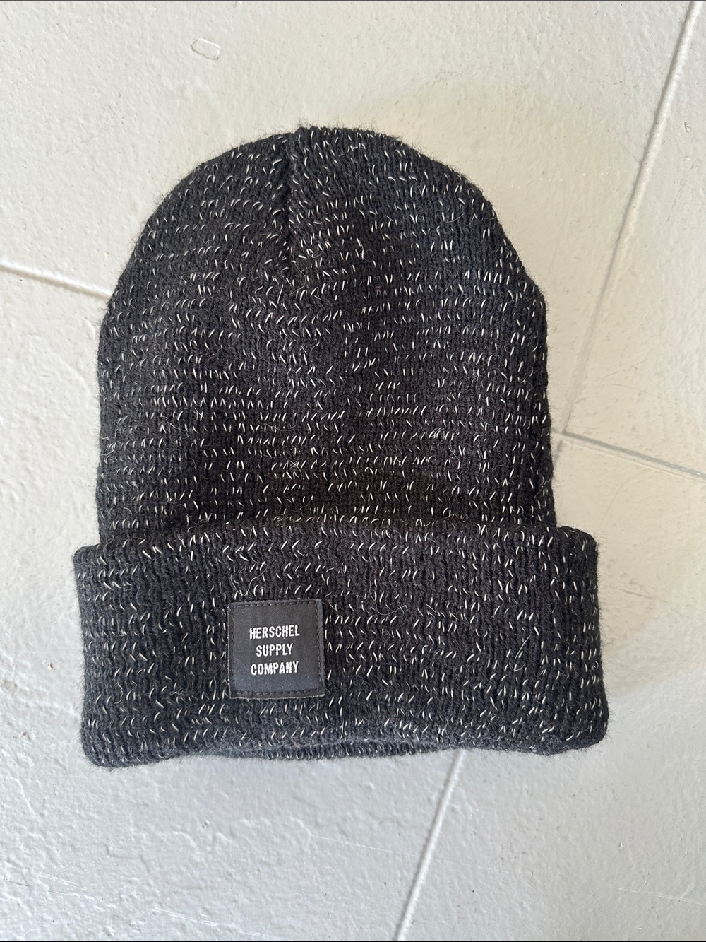 Herschel Supply Company reflective Black abbott Cuffed Beanie